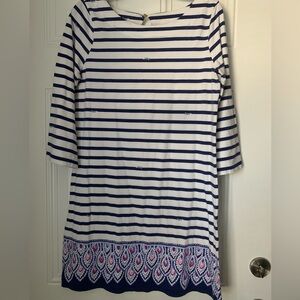 Classic Preppy Lilly Pulitzer Navy and White Striped Dress Size L